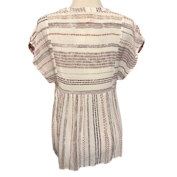 Savanna Jane Embroidered Boho Tunic Top, Floral Embroidery, Tassel Tie, Size M - Picture 3 of 4